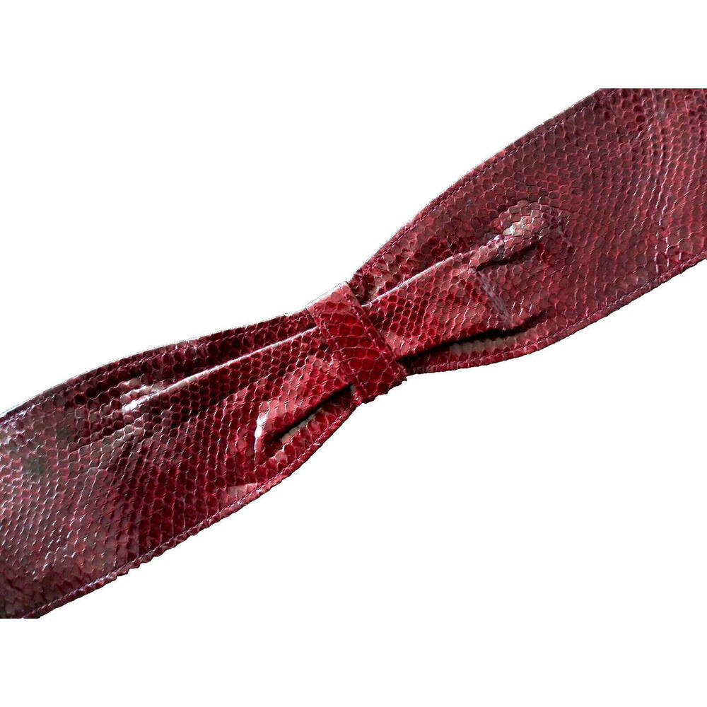 1970s Snake Cinch Waist Belt Dark Cherry Boho Genuine Snake Skin HANDMADE INDIA - Picture 5 of 12
